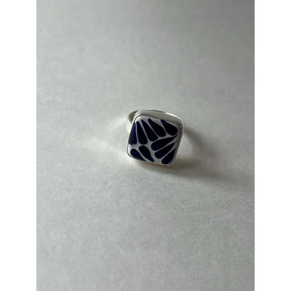Square Talavera Ring 925 Sterling Silver  Artisan Handmade - Picture 8 of 16
